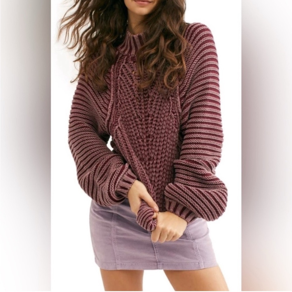 Free People Brown Super Thick Cowl Neck Sweater